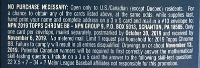 2019 Topps Chrome Baseball - Retail Box - NPN