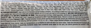 2020 Topps Update Series Baseball Cards - Single Pack from Blaster (Variation 1) - No Purchase Necessary (NPN) Information