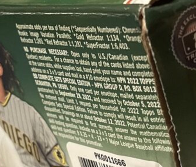 2022 Topps Baseball Complete Factory Set Cards - Target (Chrome Exclusive) - No Purchase Necessary (NPN) Information