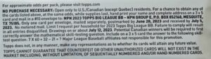 2023 Topps Big League Baseball Cards - Hobby Box - No Purchase Necessary (NPN) Information