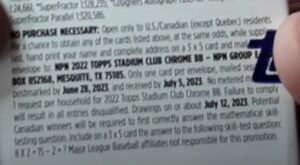 2022 Topps Stadium Club Chrome Baseball Cards - Blaster Box - No Purchase Necessary (NPN) Information
