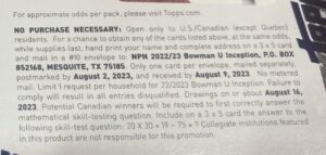 2022-23 Bowman University Inception Multi-Sport Cards - Hobby Box - No Purchase Necessary (NPN) Information