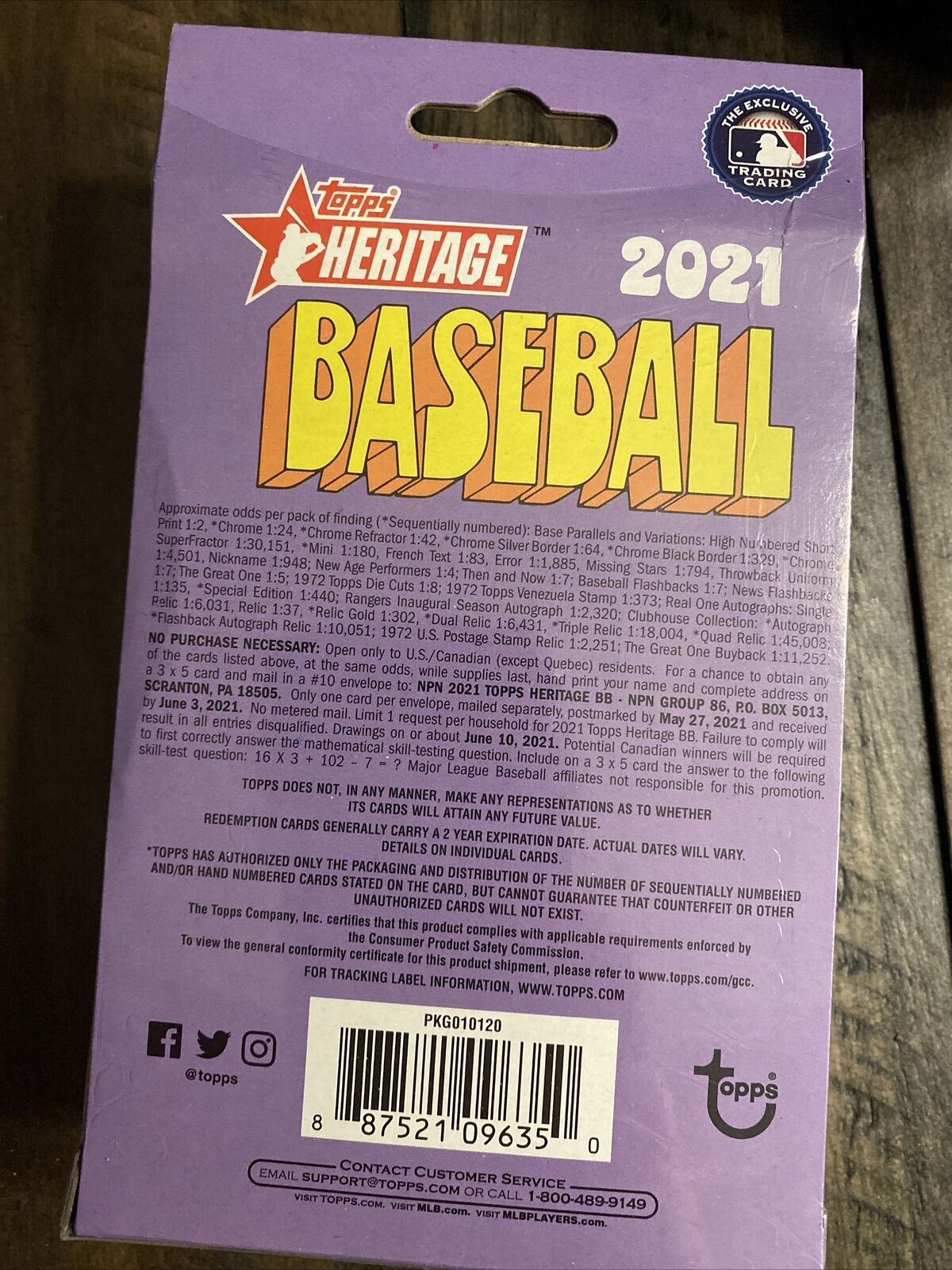 2021 Topps Heritage Baseball Cards - Hanger Box (Target) - No Purchase Necessary (NPN) Information